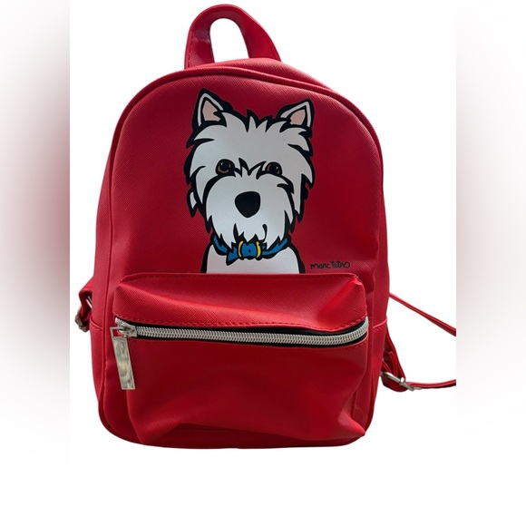 Marc Tetro Handbags - Marc Tetro Westie Dog Red Mini Backpack PVC Designer Bag